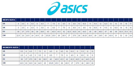 asics gel nimbus size chart